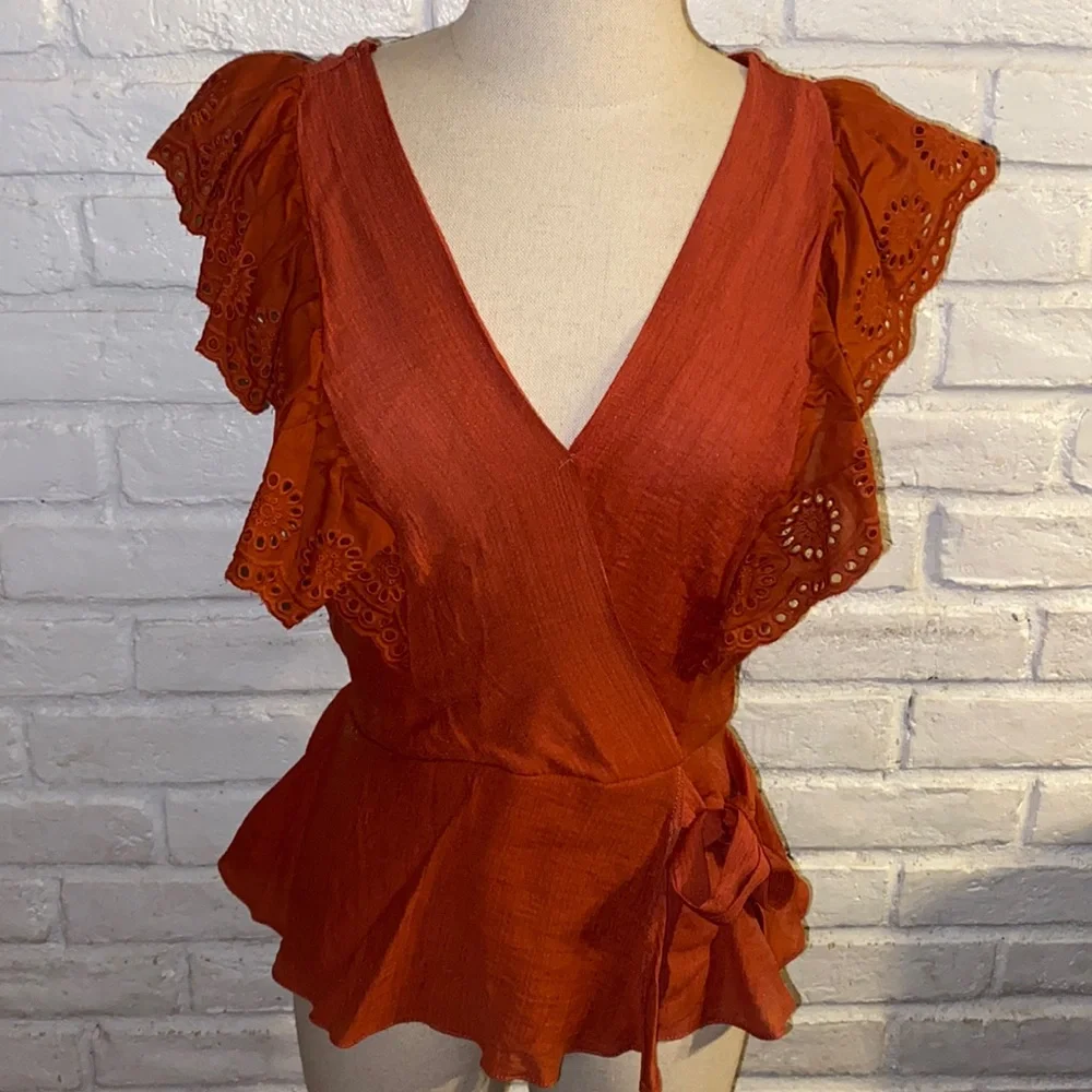 SOLD Twine and String Woman Orange Blouse/Top size M - Picture 1 of 12